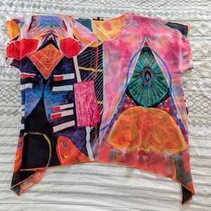 Radzoli Multicolor Sheer Tunic Top